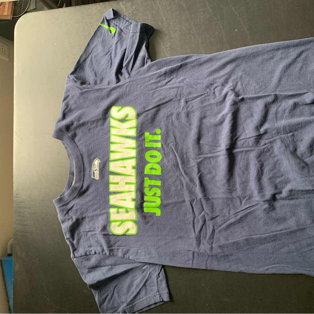 Nike Blue Seahawks Tee with Green Accents